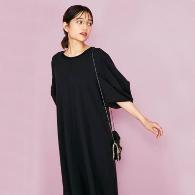 【SALE】QUEENS COURT（Women）/クイーンズコート ボリュームスリーブカットワンピース&#8810;手洗い可能&#8811; 04ブラック ワンピース・ドレス【三越伊勢丹/公式】