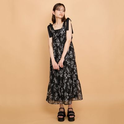 フラワー柄リボンショルダーワンピース≪手洗い可能≫ | QUEENS COURT