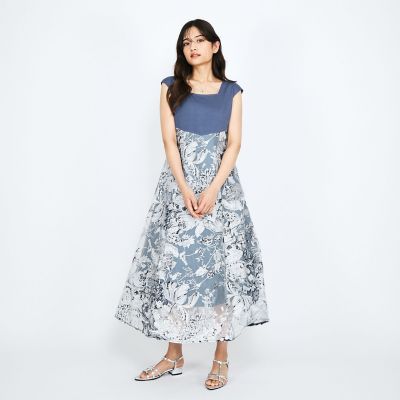 ＜QUEENS COURT（Women）＞オパールボタニカルドッキングワンピース≪手洗い可能≫