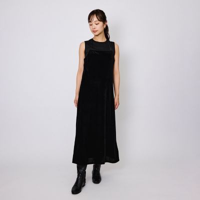 【SALE】QUEENS COURT（Women）/クイーンズコート シアーベロアダブルストラップキャミドレス&#8810;手洗い可能&#8811; 04ブラック ワンピース・ドレス【三越伊勢丹/公式】