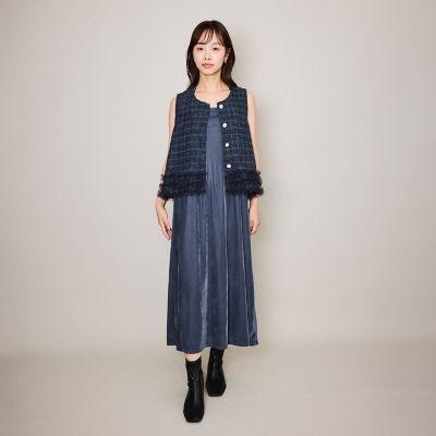 ＜QUEENS COURT（Women）＞シアーベロアダブルストラップキャミドレス≪手洗い可能≫