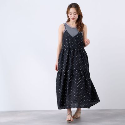 45R umii908 インディゴドット柄 チュニックキャミワンピース サイズ3 カットドビードットキャミワンピース | QUEENS COURT (Women