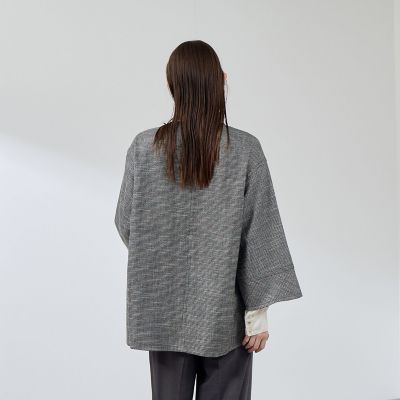 ツィード調ハウンドトゥースノーカラーコート≪手洗い可能≫ | QUEENS