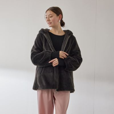 フェイクファーフーディショートコート≪手洗い可能≫ | QUEENS COURT