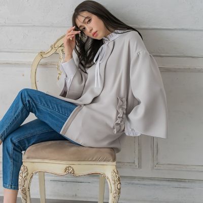 ＜QUEENS COURT（Women）＞フリルポケットジャケット≪洗濯機で洗える≫