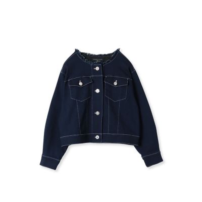 キラキラボタンデニムジャケット≪洗濯機で洗える≫
