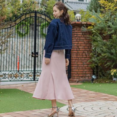 キラキラボタンデニムジャケット≪洗濯機で洗える≫
