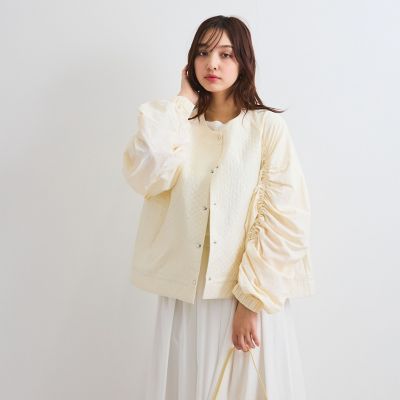 シャーリングスリーブ切替ブルゾン≪洗濯機で洗える≫