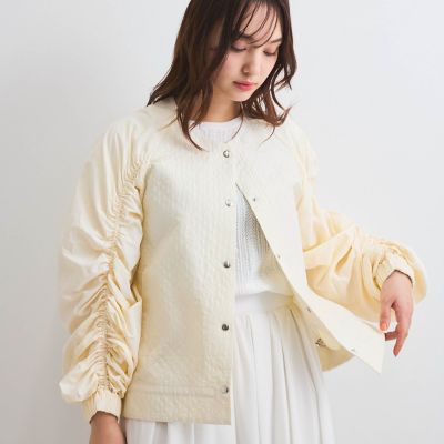 シャーリングスリーブ切替ブルゾン≪洗濯機で洗える≫