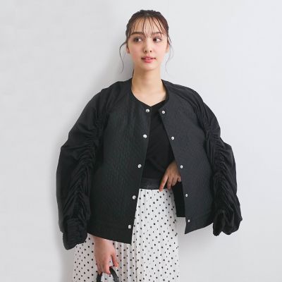 シャーリングスリーブ切替ブルゾン≪洗濯機で洗える≫
