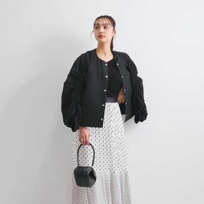シャーリングスリーブ切替ブルゾン≪洗濯機で洗える≫