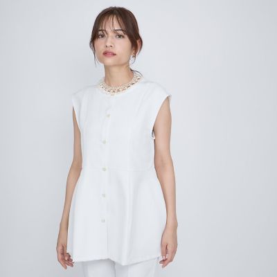 【SALE】QUEENS COURT（Women）/クイーンズコート ノーカラーペプラムブラウスジレ&#8810;セットアップ対応/手洗い可能&#8811; 02オフホワイト トップス【三越伊勢丹/公式】