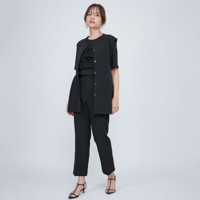 ノーカラーペプラムブラウスジレ≪セットアップ対応/手洗い可能≫ ノーカラーペプラムブラウスジレ≪セットアップ対応／手洗い可能