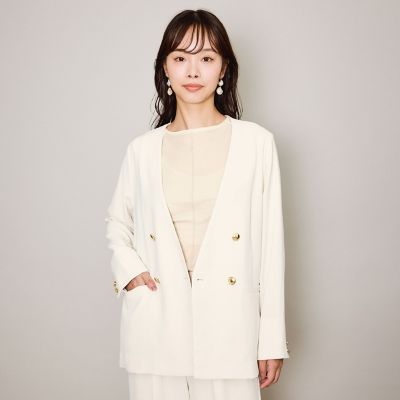 【SALE】QUEENS COURT（Women）/クイーンズコート マルチメリットノーカラーライトジャケット&#8810;セットアップ対応/洗濯機で洗える&#8811; 22アイボリー コート・ジャケット【三越伊勢丹/公式】