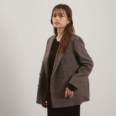 ＜QUEENS COURT（Women）＞マルチグレンチェックテーラードジャケット≪手洗い可能≫