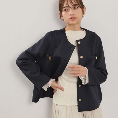 カルゼダンボールノーカラージャケット≪手洗い可能≫ | QUEENS