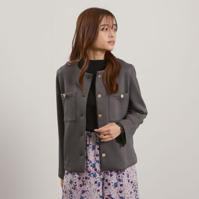 カルゼダンボールノーカラージャケット≪手洗い可能≫ | QUEENS