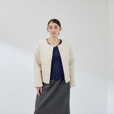 ベロアキルティングノーカラージャケット | QUEENS COURT（Women