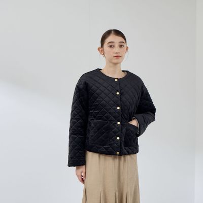 ベロアキルティングノーカラージャケット | QUEENS COURT（Women
