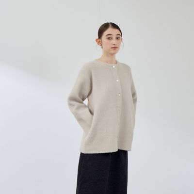 QUEENS COURT（Women）/クイーンズコート フェレットタッチWフェイスニットジャケット≪手洗い可能≫ 12ベージュ コート・ジ..