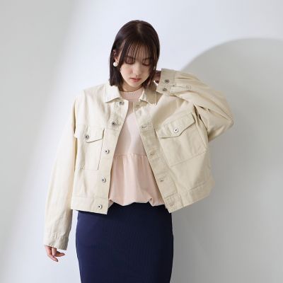 ＜QUEENS COURT（Women）＞カラーデニムボクシーフィットブルゾン≪洗濯機で洗える≫