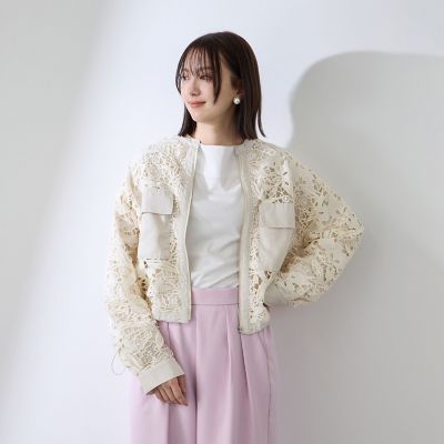 ボタニカルレースブルゾン≪手洗い可能≫ | QUEENS COURT (Women