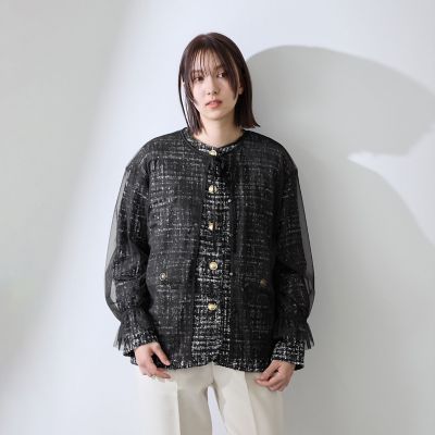 チュールレイヤーセットツィードジャケット | QUEENS COURT（Women