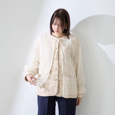 ＜QUEENS COURT（Women）＞チュールレイヤーセットツィードジャケット