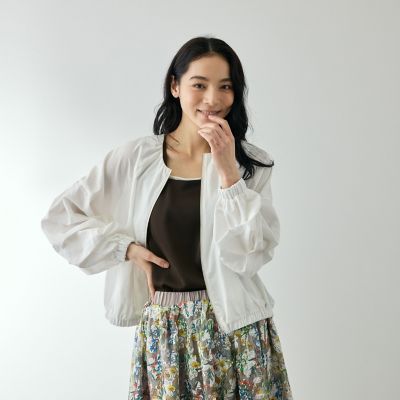 ＜QUEENS COURT（Women）＞ホイップスリーブノーカラーブルゾン