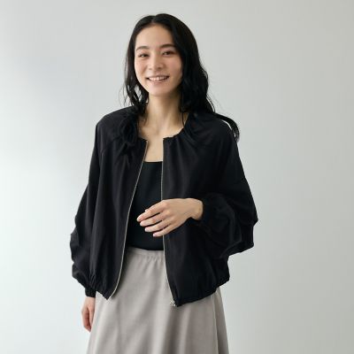 【極美品】マルゴーヴィンテージ ボリュームスリーブ ジップブルゾン ネイビー F THREE FIFTY STANDARD × MARI NAGASAKA ブルゾン〈ネイビー〉｜THREE ジャケット・アウター
