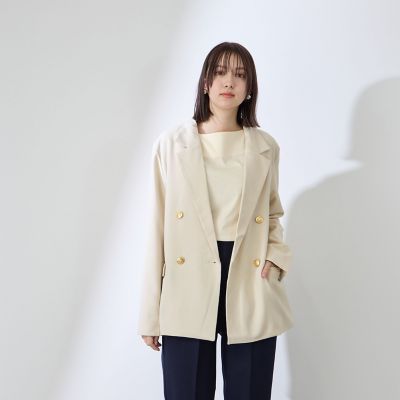 ＜QUEENS COURT（Women）＞ストレッチツイルダブルボタンテーラードジャケット