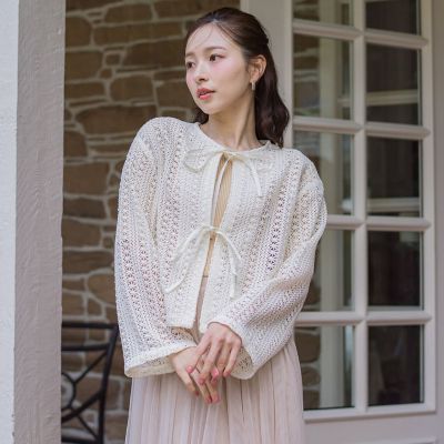 ＜QUEENS COURT（Women）＞前後２ＷＡＹラッセルレースカーデ≪手洗い可能≫
