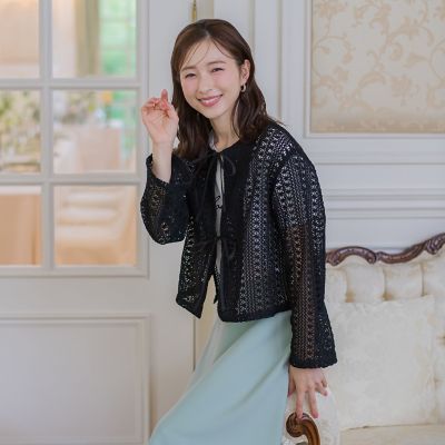 前後2WAYラッセルレースカーデ≪手洗い可能≫ | QUEENS COURT