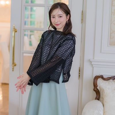 前後2WAYラッセルレースカーデ≪手洗い可能≫ | QUEENS COURT