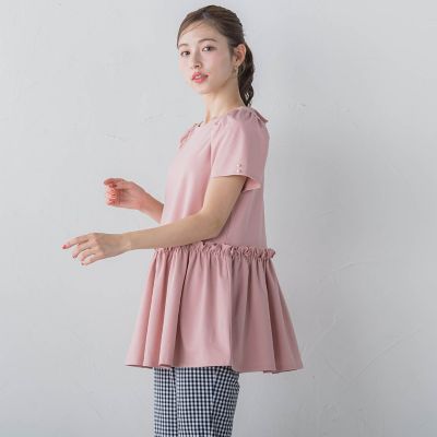 パフスリーブペプラムトップス≪洗濯機で洗える≫