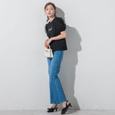 ジュエルロゴチュールパフＴシャツ≪洗濯機で洗える≫