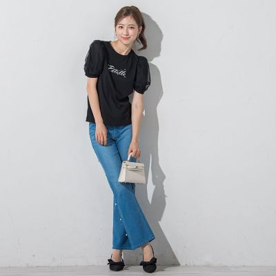 ジュエルロゴチュールパフＴシャツ≪洗濯機で洗える≫