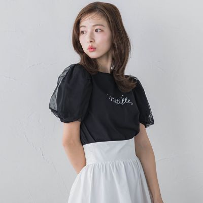 ジュエルロゴチュールパフＴシャツ≪洗濯機で洗える≫