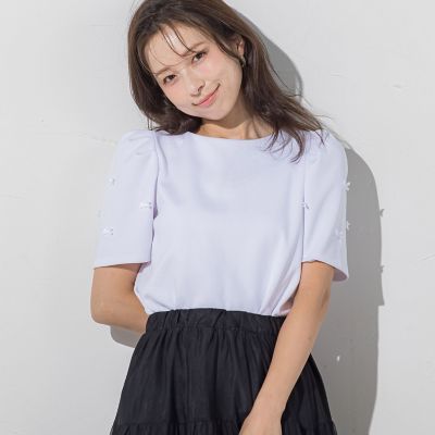 袖リボンモチーフトップス≪洗濯機で洗える≫