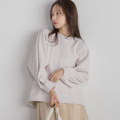 【SALE】QUEENS COURT（Women）/クイーンズコート ダンボールコクーンスリーブプルオーバー≪手洗い可能≫ 12ベージュ トッ..