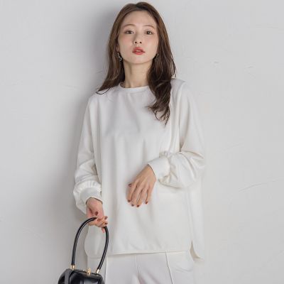 ポンチギャザースリーブカットソー≪セットアップ対応／手洗い可能≫