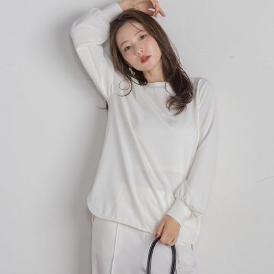 ポンチギャザースリーブカットソー≪セットアップ対応／手洗い可能≫