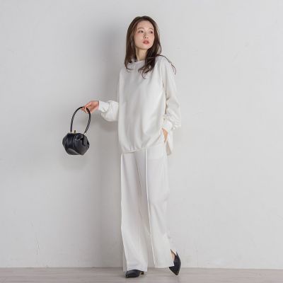 ポンチギャザースリーブカットソー≪セットアップ対応／手洗い可能≫