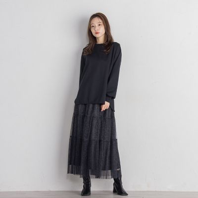 ポンチギャザースリーブカットソー≪セットアップ対応／手洗い可能≫