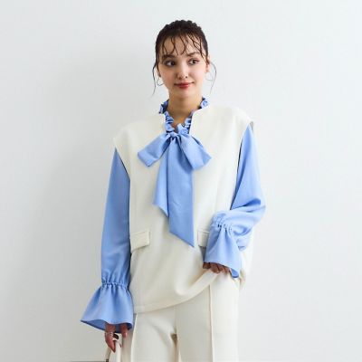 QUEENS COURT（Women）/クイーンズコート ダンボールフラップＶネックベスト≪手洗い可能≫