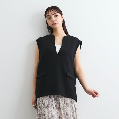 ベスト ジレ ダンボールフラップVネックベスト「手洗い可能」 レディース ダンボールフラップVネックベスト≪手洗い可能≫ | QUEENS