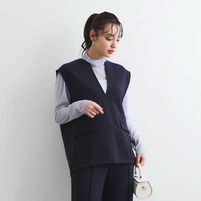 ダンボールフラップVネックベスト≪手洗い可能≫ QUEENS COURT｜ダンボールフラップVネックベスト≪手洗い可能