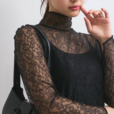 フラワーレースハイネックトップス≪洗濯機で洗える≫ | QUEENS COURT