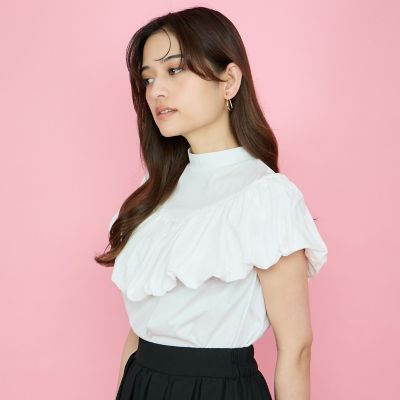シルケットカットフリルトップス≪手洗い可能≫