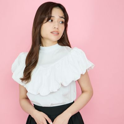 シルケットカットフリルトップス≪手洗い可能≫